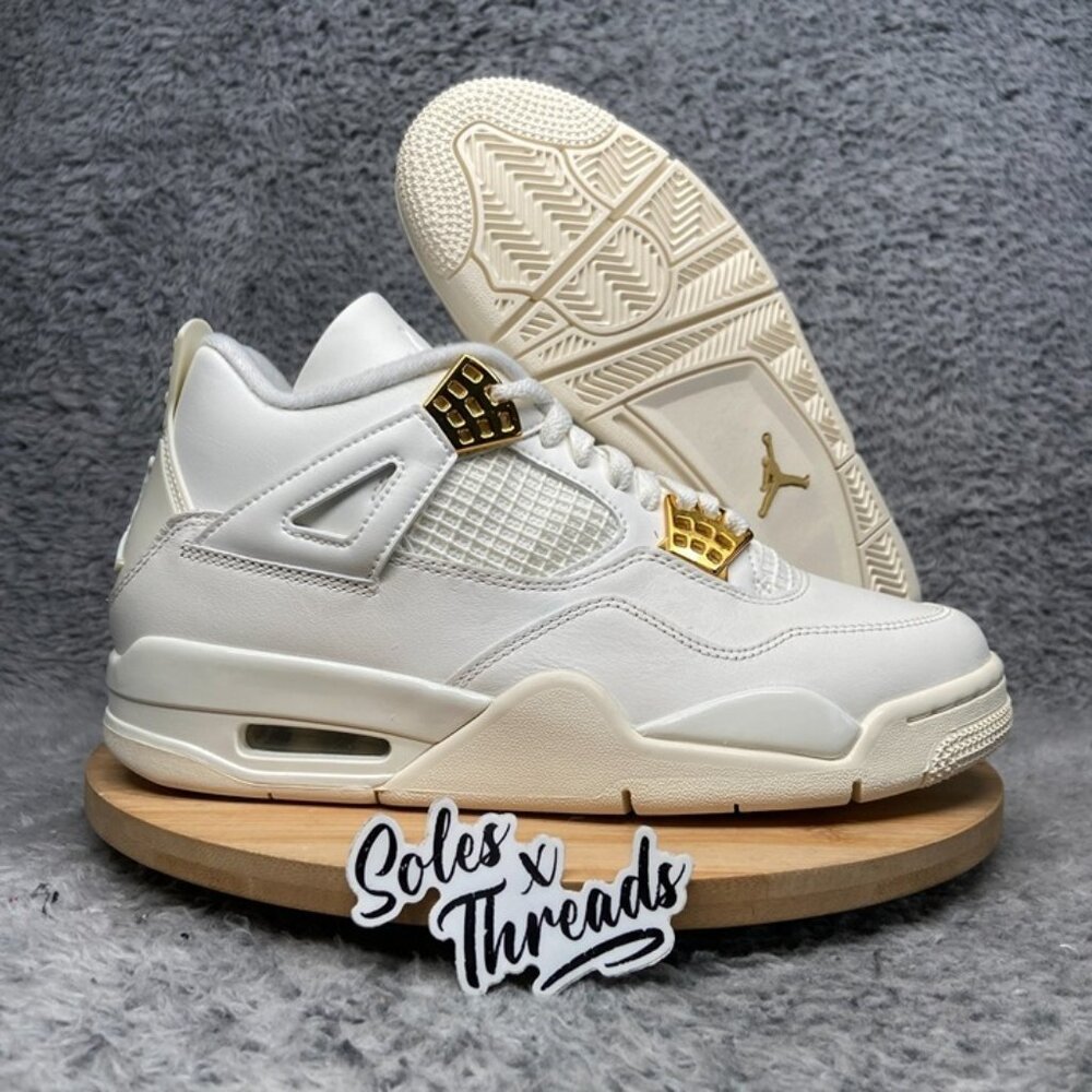 Air Jordan 4 Retro Metallic Gold Size 6-12 Women Sneakers AQ9129-170